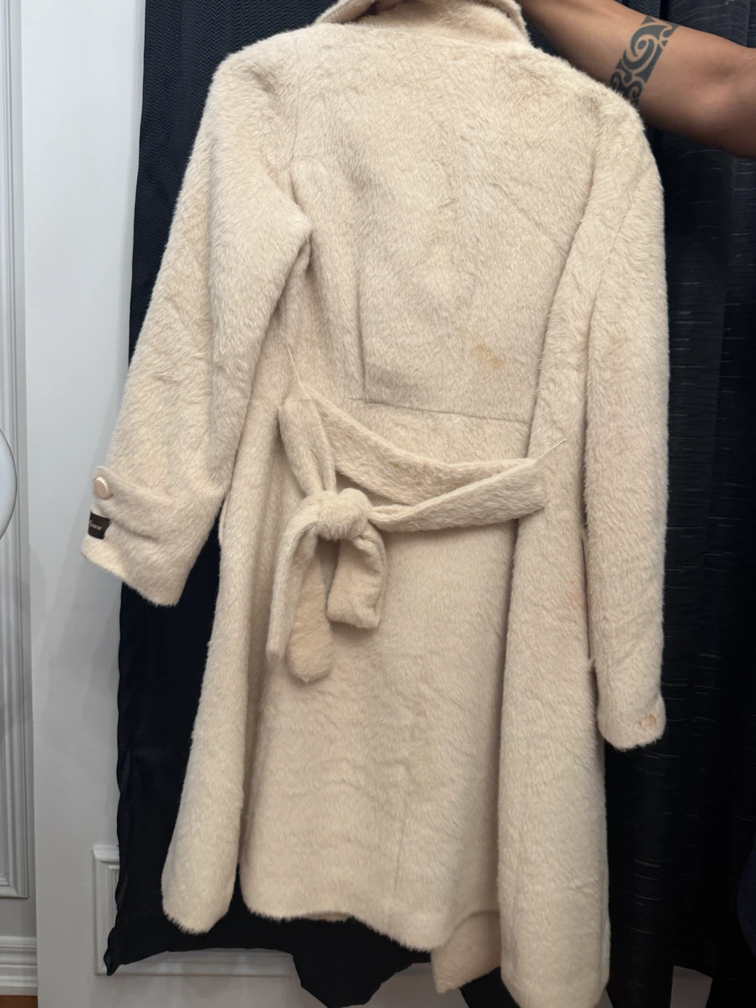 Cream Double-Breasted Wool Blend Coat - photo 2