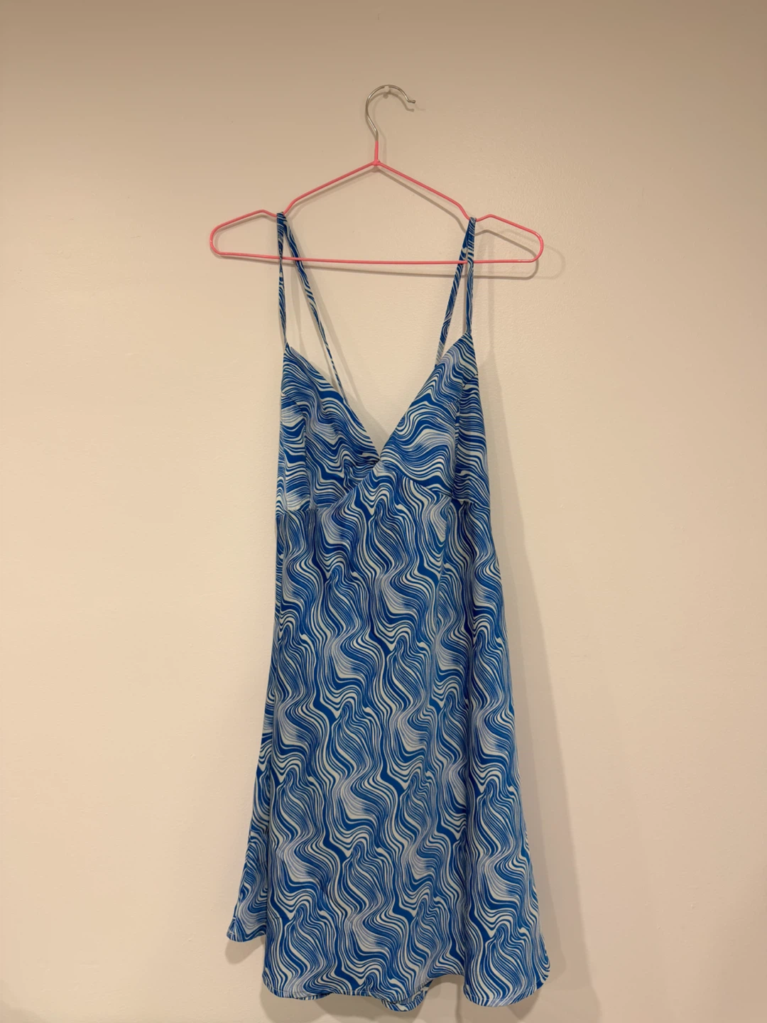 Blue & White Swirl Print Midi Dress