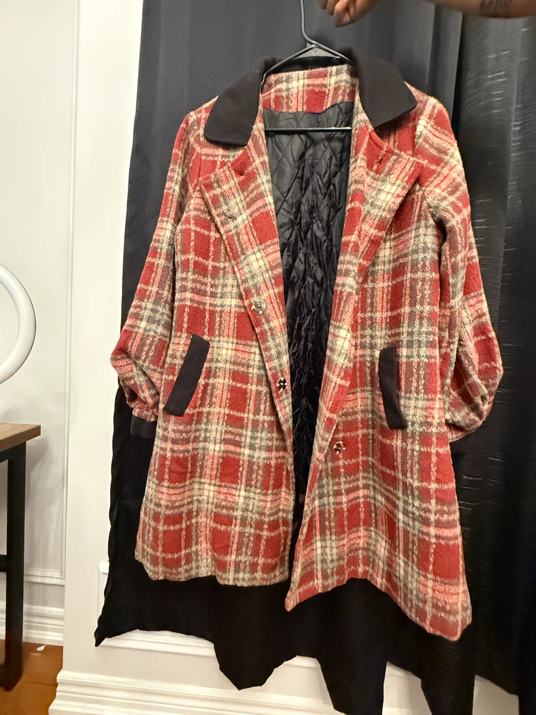Vintage Plaid Wool Blend Coat