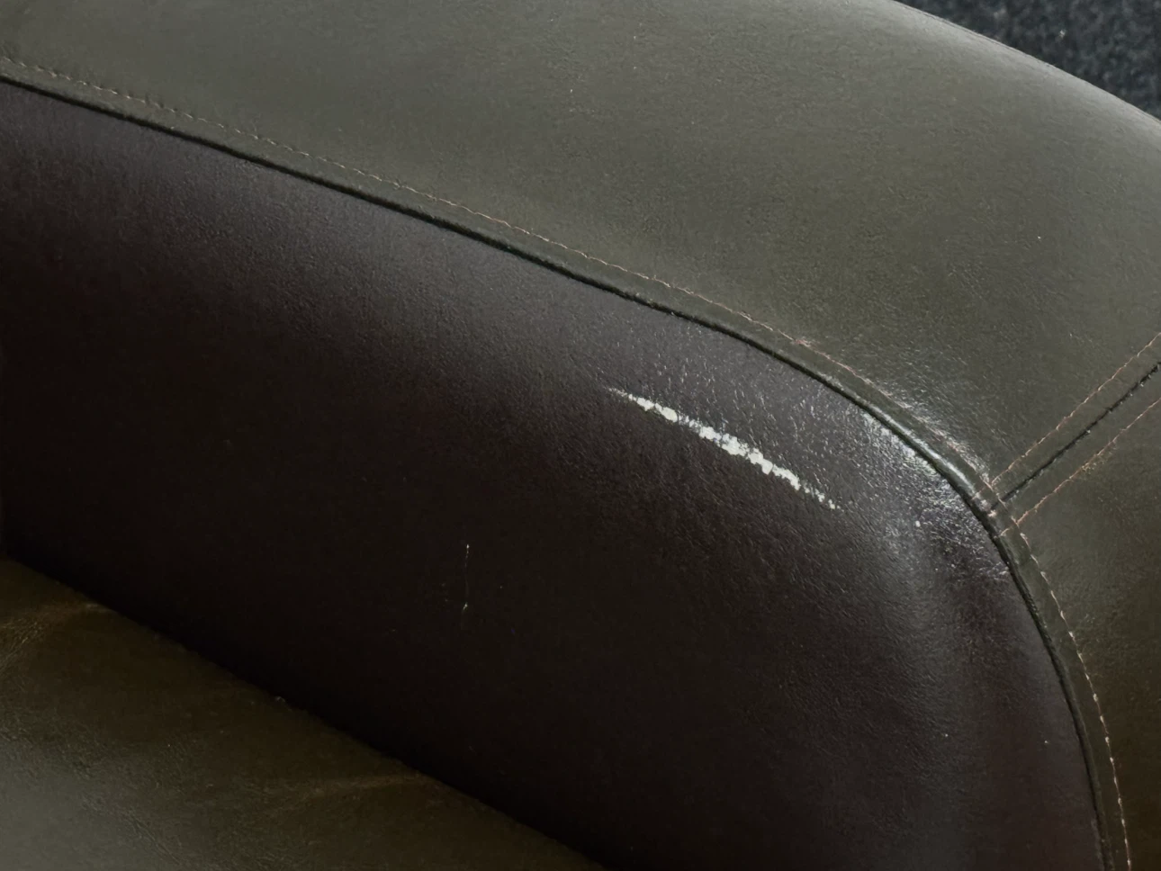 Dark Brown Leather Loveseat – Good Condition - photo 3