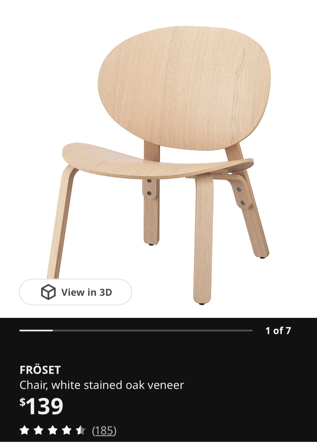 IKEA FRÖSET Chair - White Stained Oak Veneer - photo 2