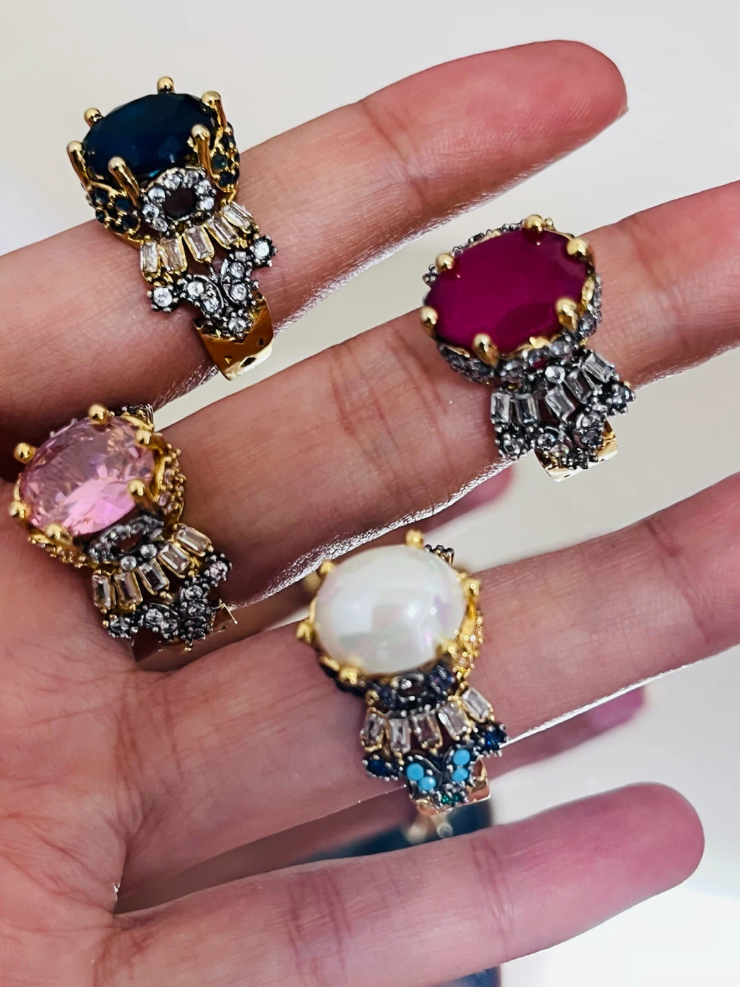 Pearl and Diamond Ring Set