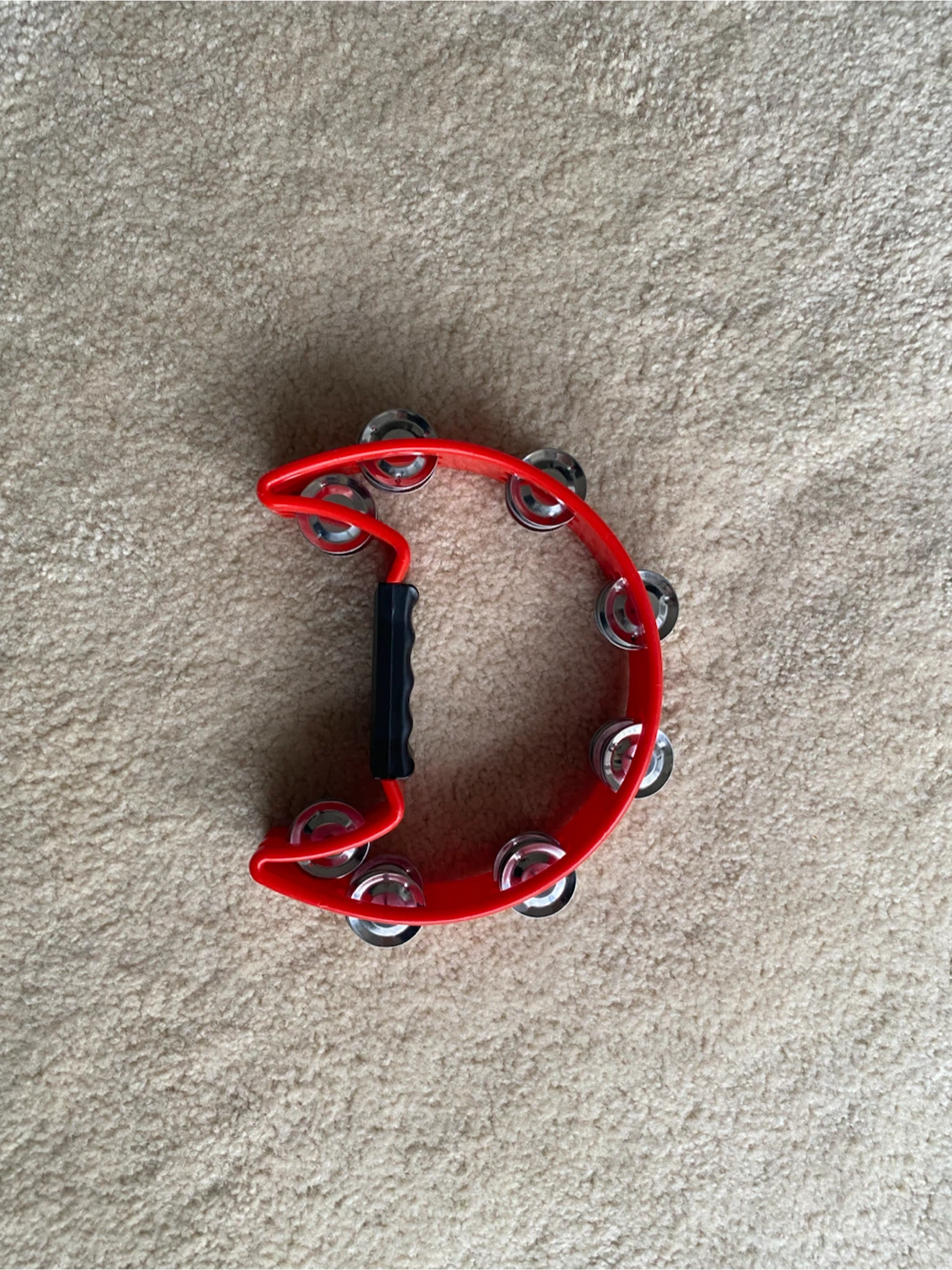 Red Tambourine with Handle - photo 2