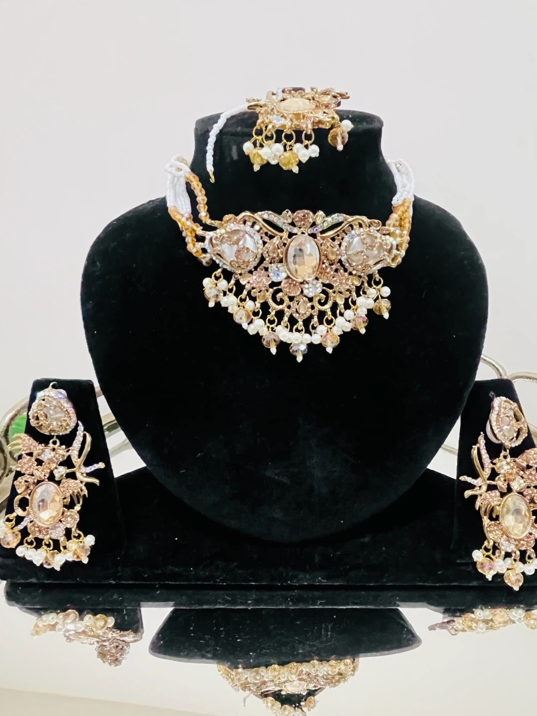 Gold Toned Statement Necklace and Earring Set - photo 3