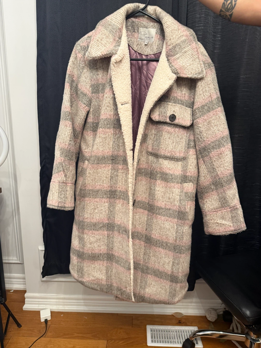 PANCIAF Brushed Plaid Sherpa Lined Shacket