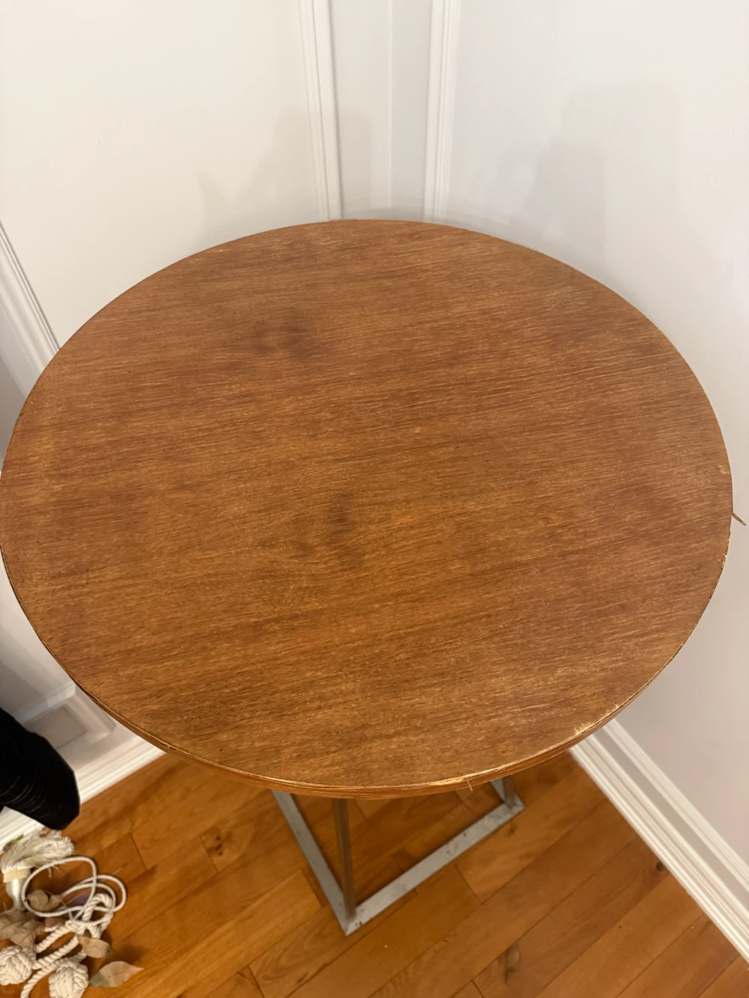 Round Wood Top Side Table with Metal Base - photo 3
