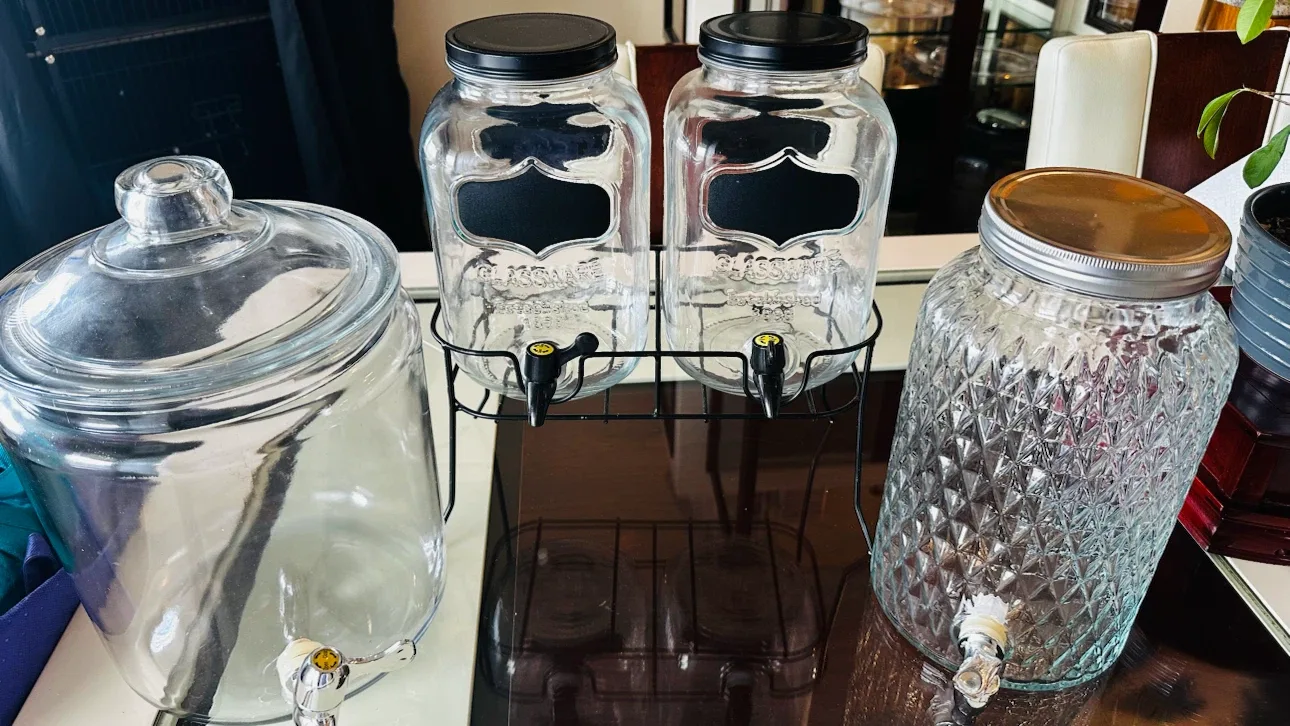 Set of 3 Glass Beverage Dispensers with Spigots