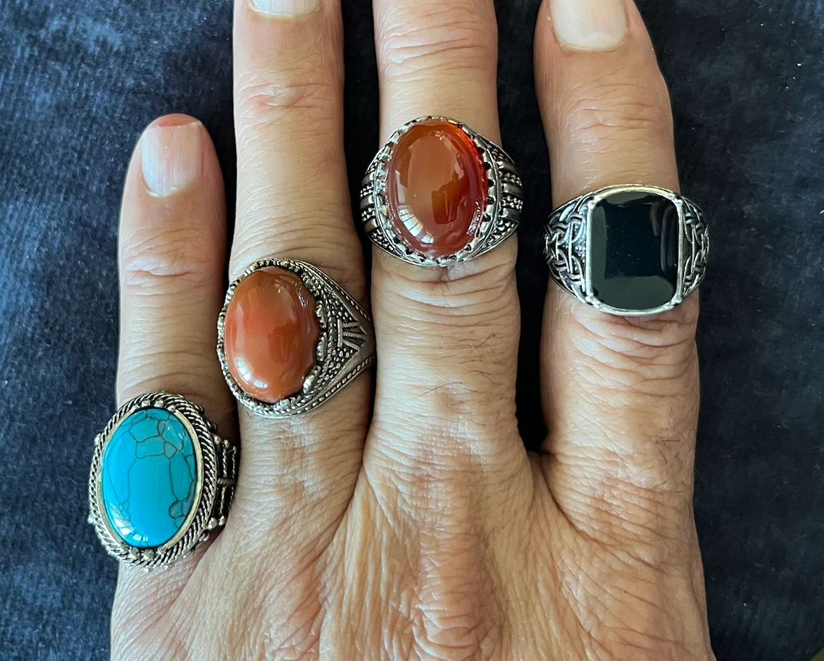 Vintage type Set of 4 Statement Rings