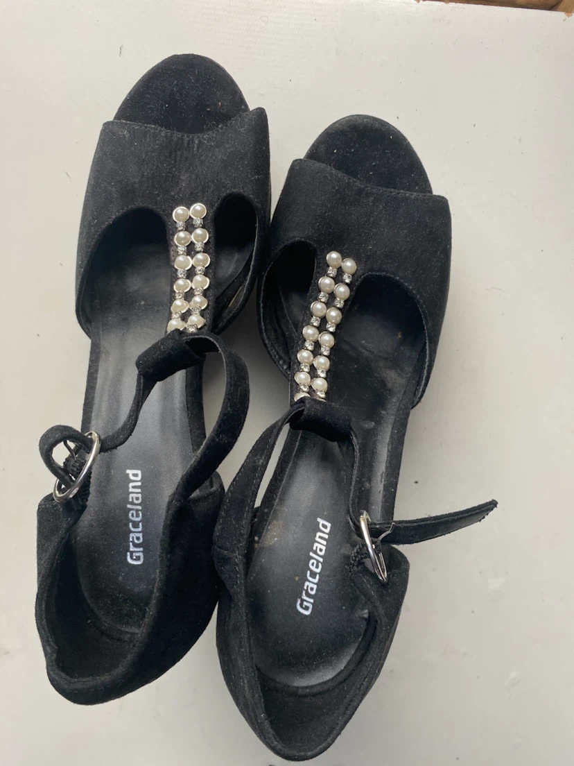 Graceland Black Suede Wedge Heels