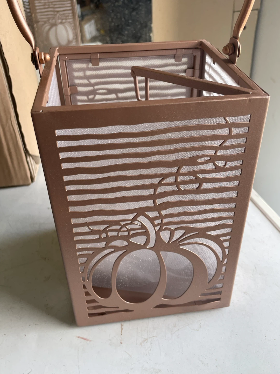 Copper Lantern with Pumpkin Design