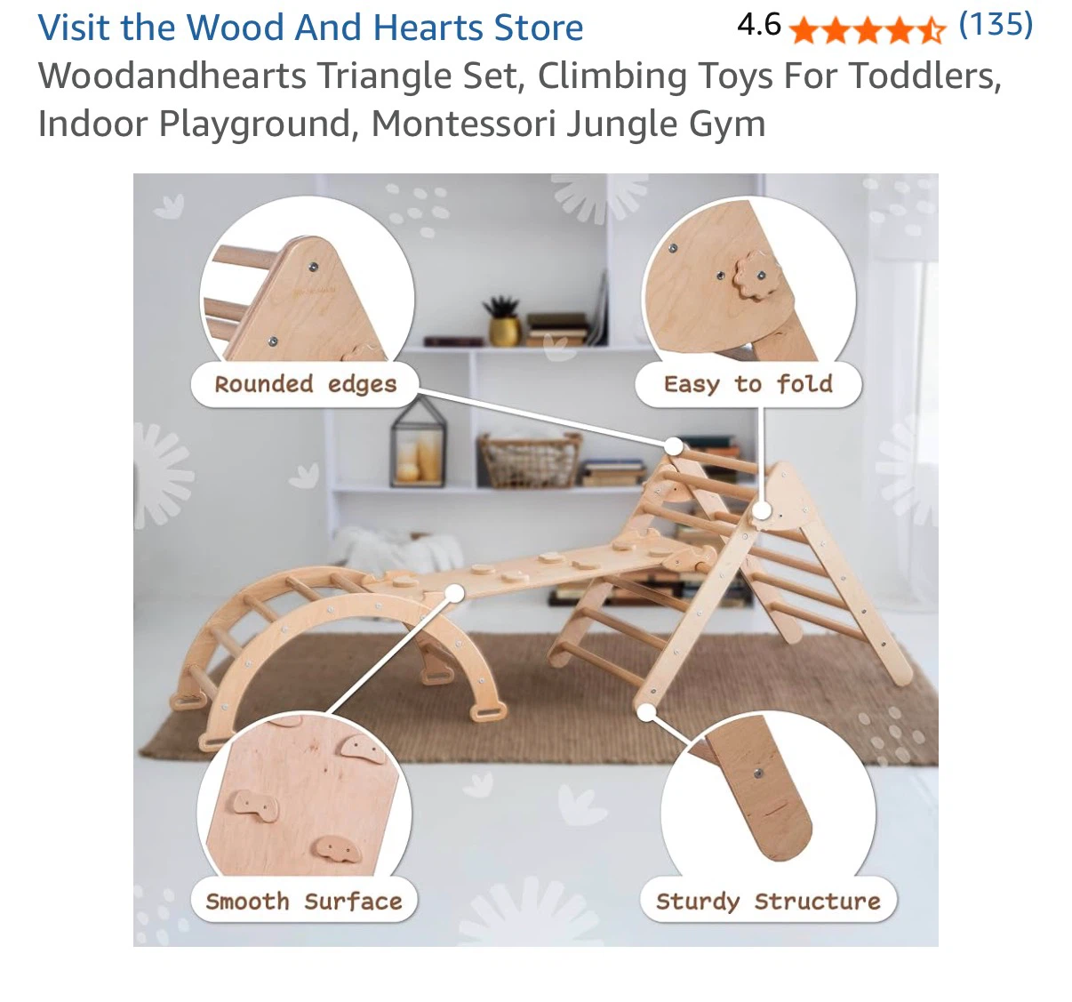 Wood and Hearts Triangle Climbing Set for Toddlers