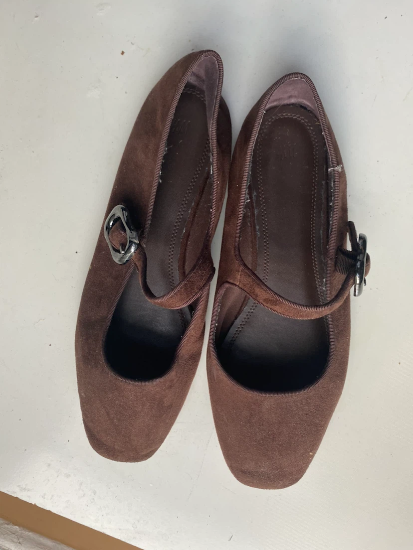 H&M Brown Suede Mary Jane Flats Size 40