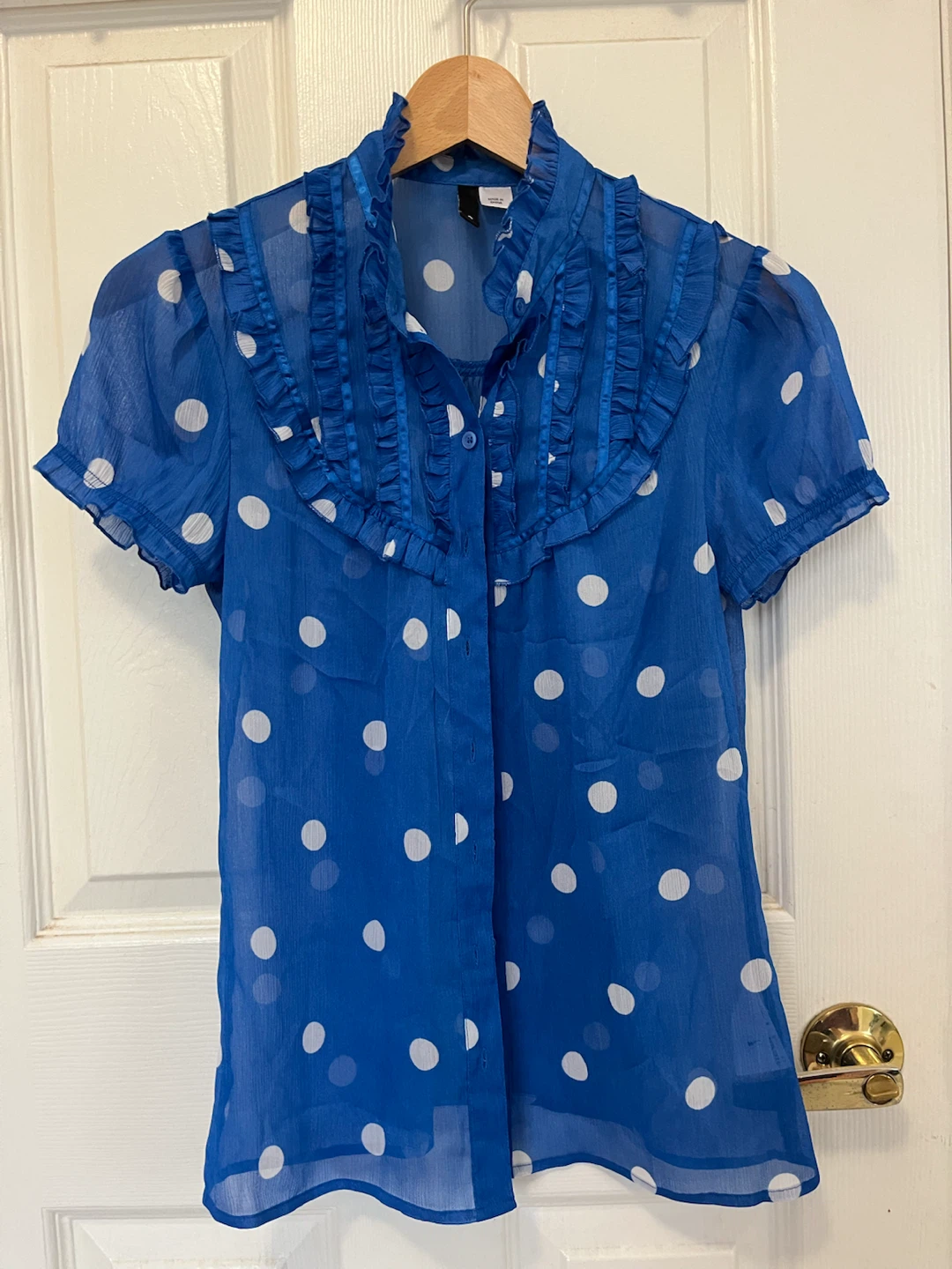 Blue Polka Dot Blouse - Size 4