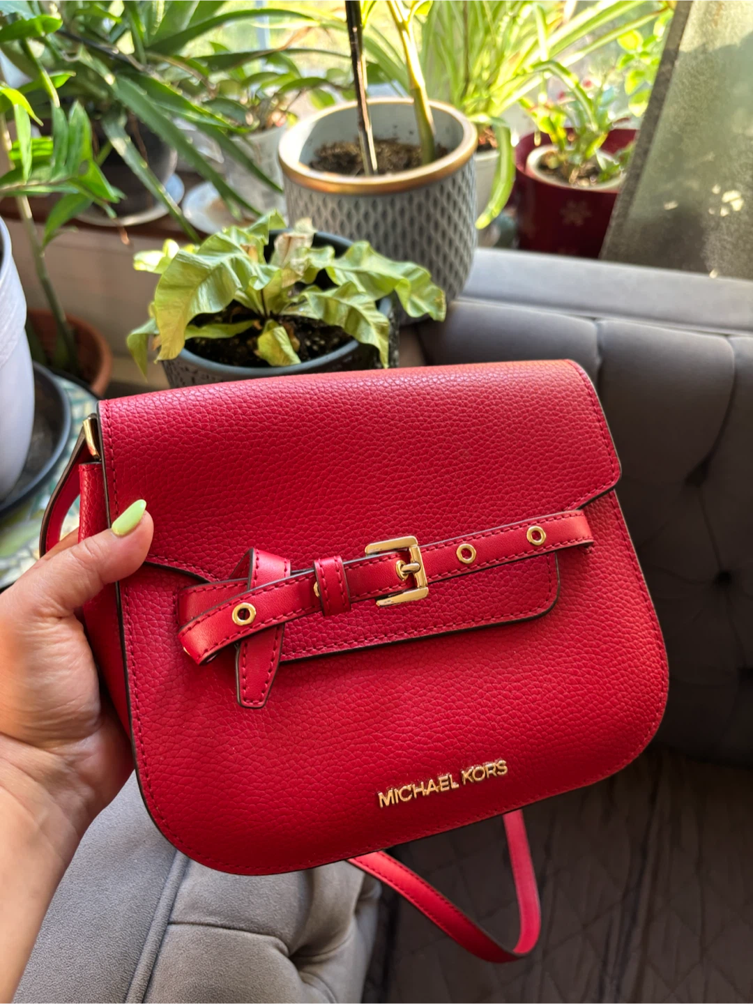 Michael Kors Red Leather Shoulder Bag