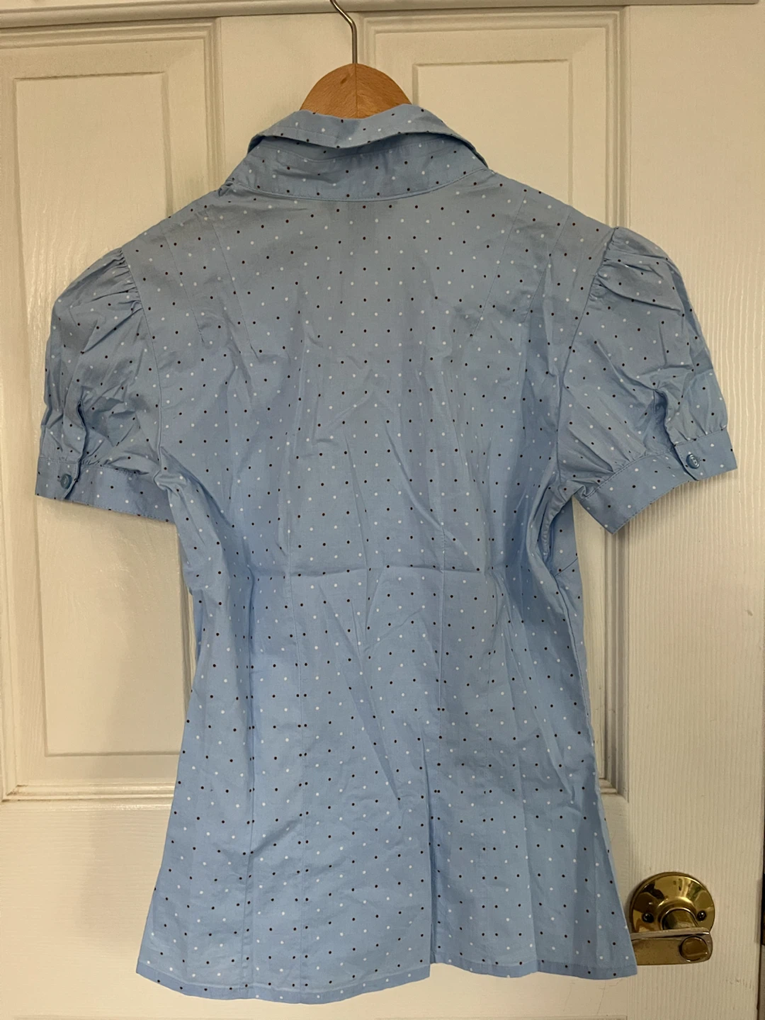 H&M Blue Polka Dot Short Sleeve Button-Up Shirt - photo 3