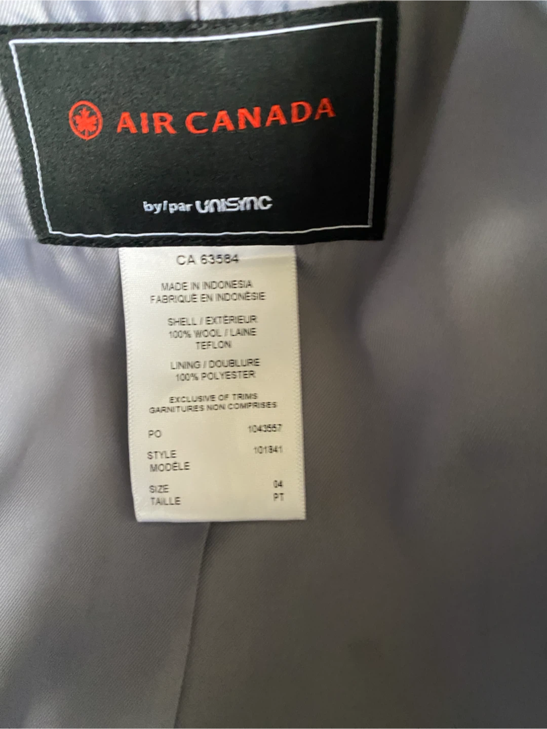 Air Canada by Unisync Wool Blend Trench Coat - photo 2