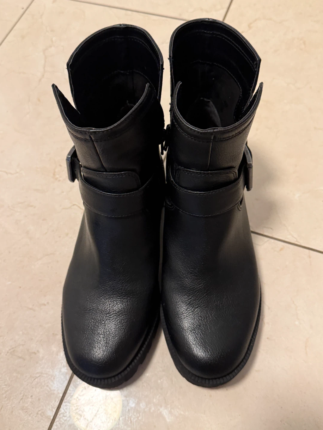 Zodiac Black Faux Leather Moto Boots