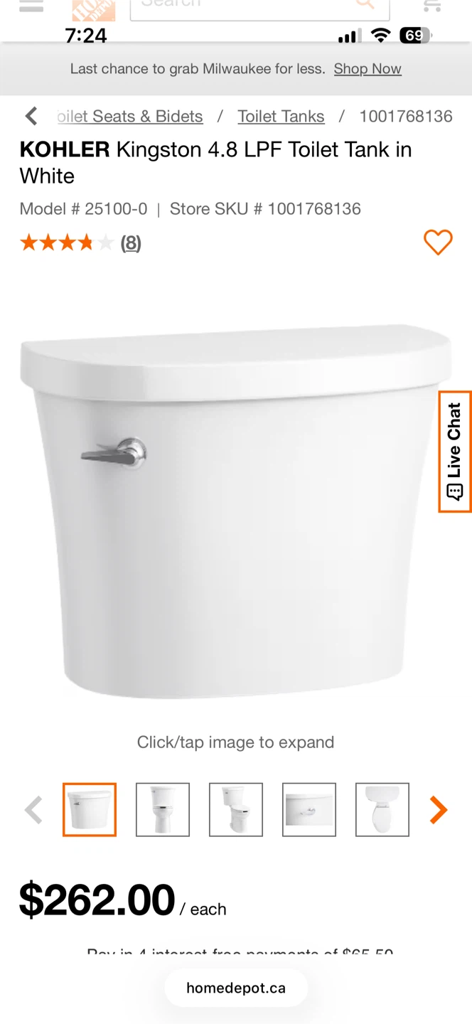 Kohler Kingston Toilet Tank - White
