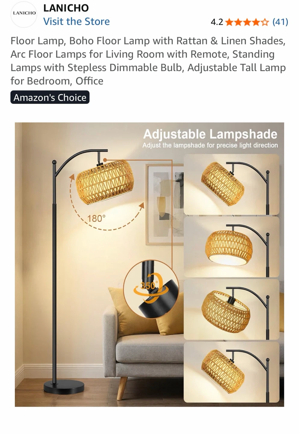 LANICHO Boho Floor Lamp