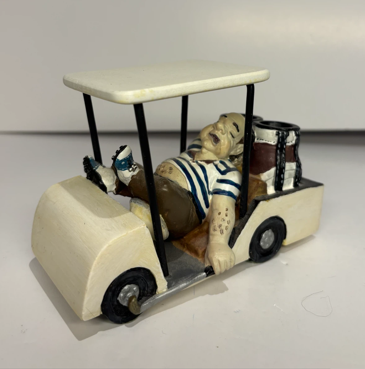 Golf Cart Figurine Pen Holder - Sleeping Golfer