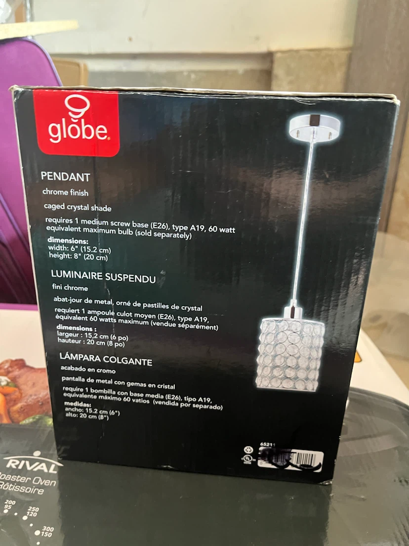 1 Light Crystal & Chrome Mini Pendant Ceiling Light - photo 4
