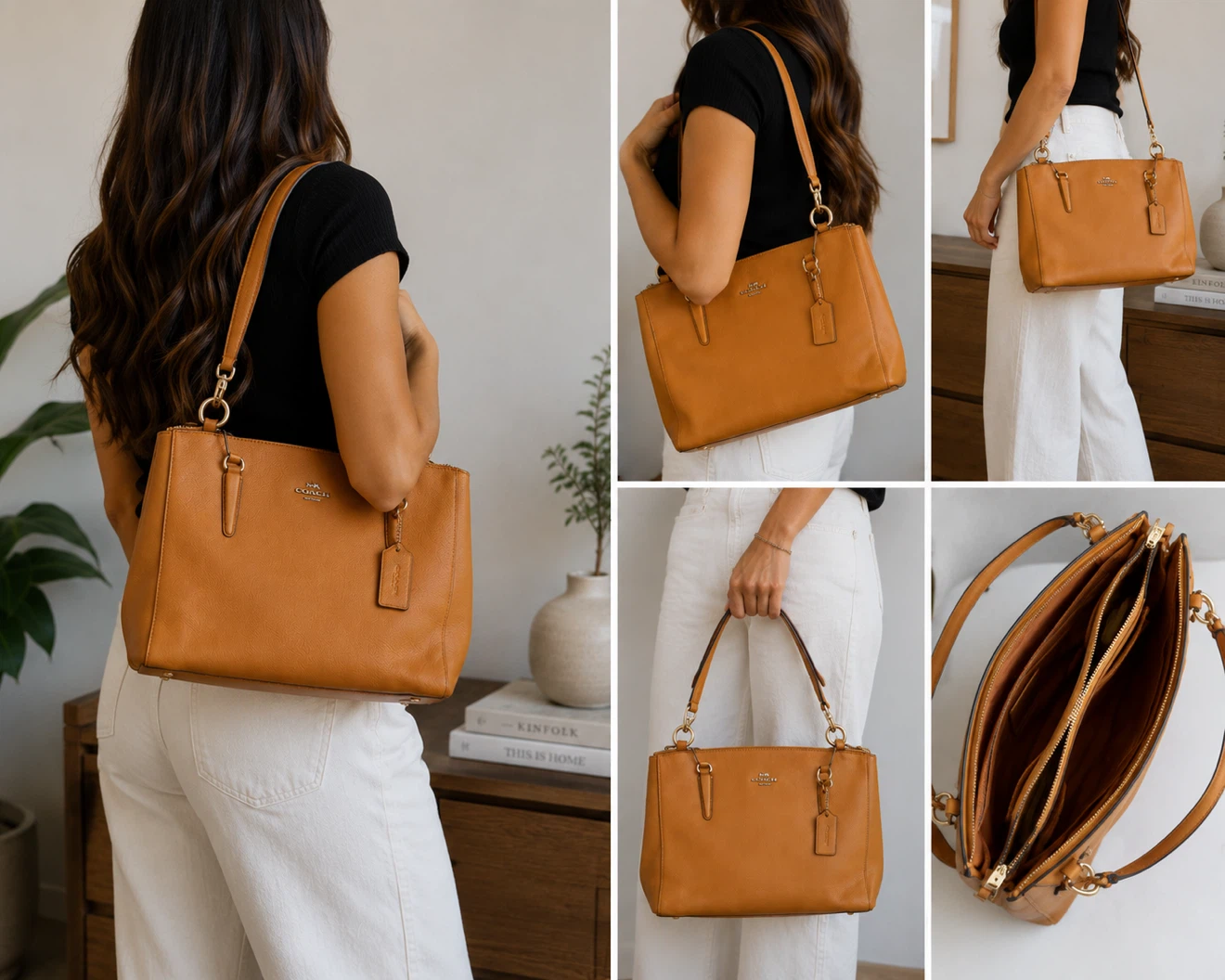 Coach Pebble Leather Tote Bag - Tan