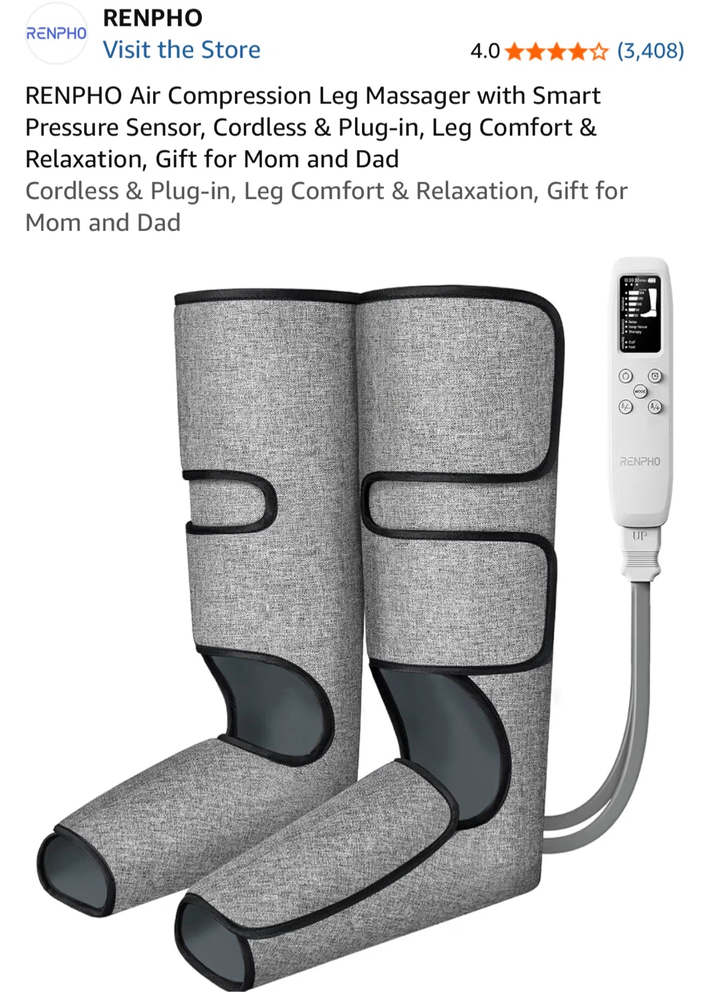 RENPHO Air Compression Leg Massager - Gray