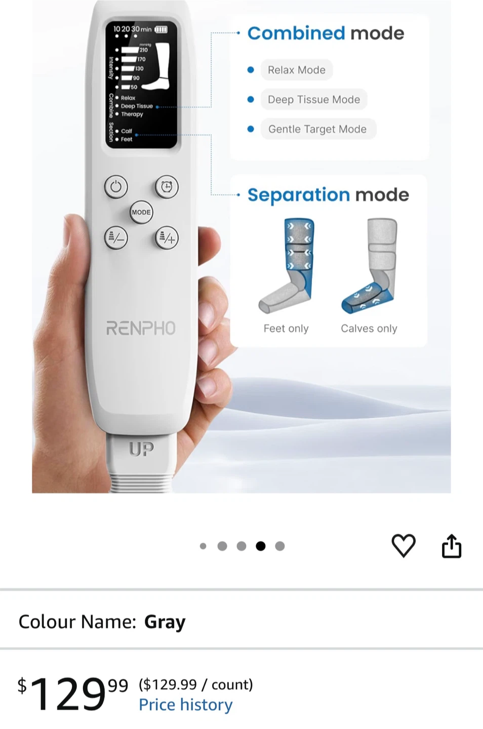 RENPHO Air Compression Leg Massager - Gray - photo 3