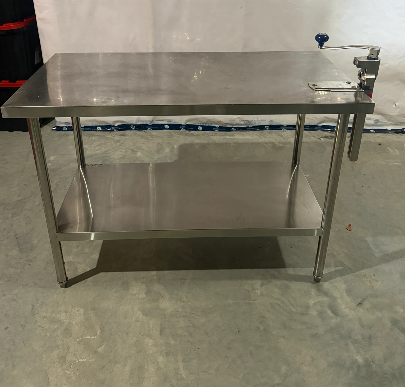 Stainless Steel Work Table with Can Opener Attachment