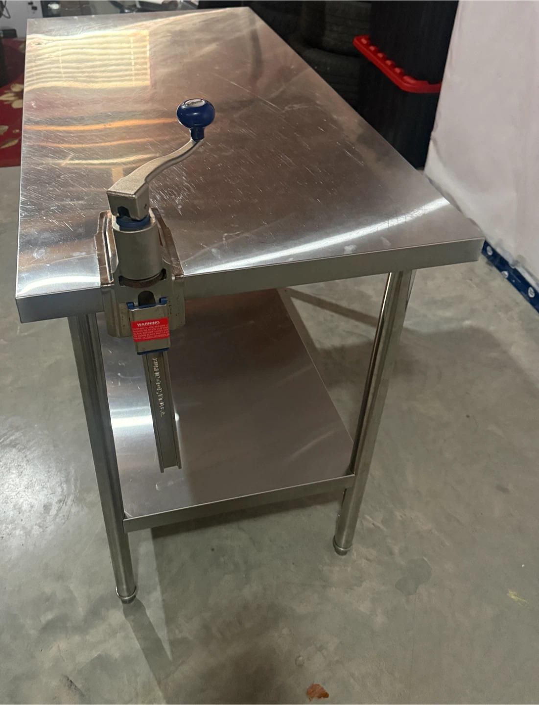 Stainless Steel Work Table with Can Opener Attachment - photo 3