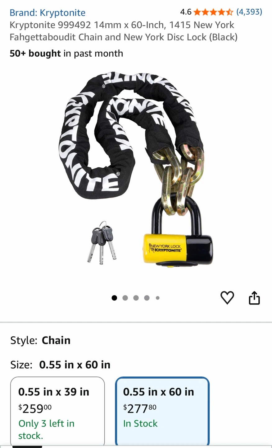 Kryptonite New York Fahgettaboudit Chain and Disc Lock