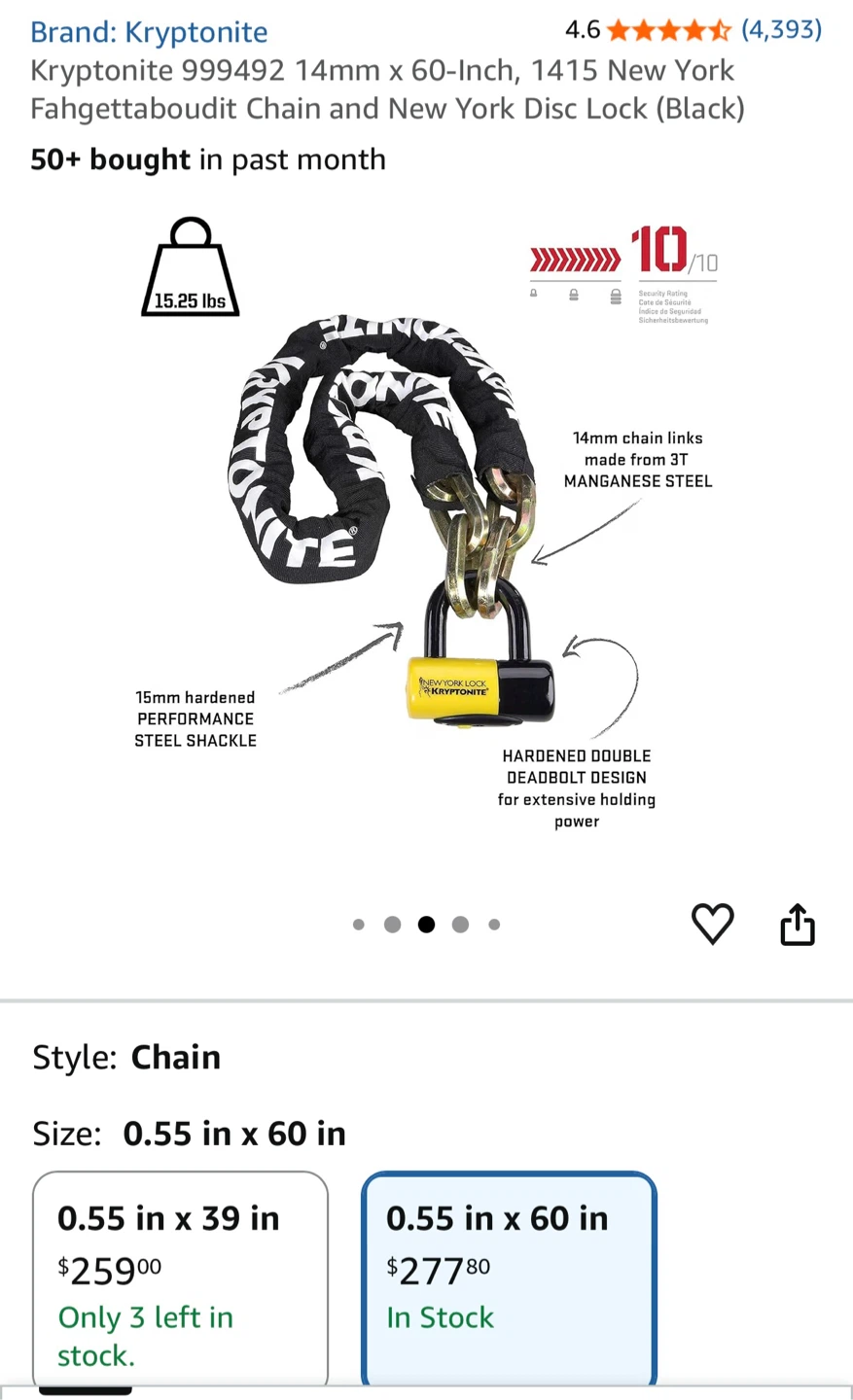 Kryptonite New York Fahgettaboudit Chain and Disc Lock - photo 2