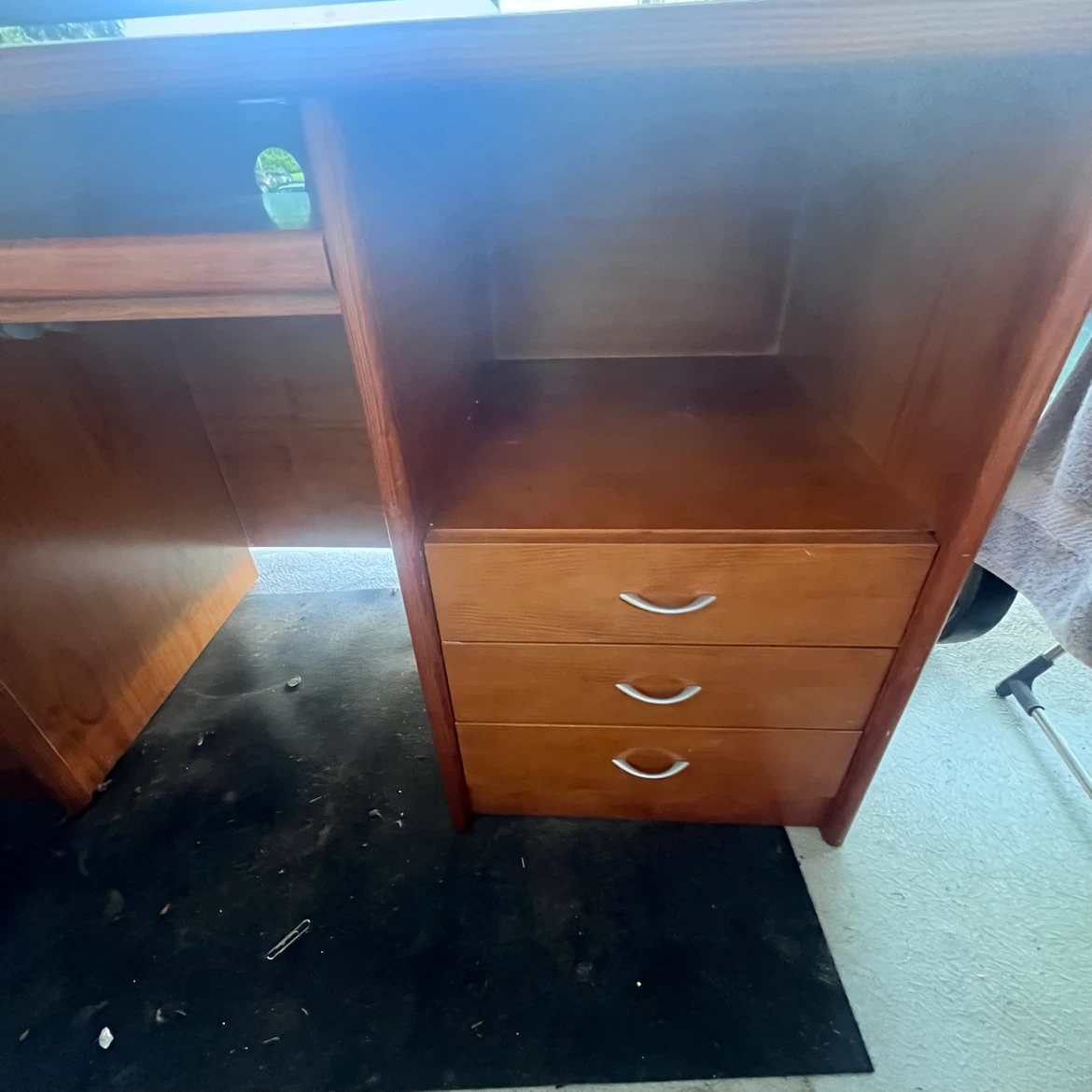 Wooden Desk with Keyboard Tray and Drawers - photo 3