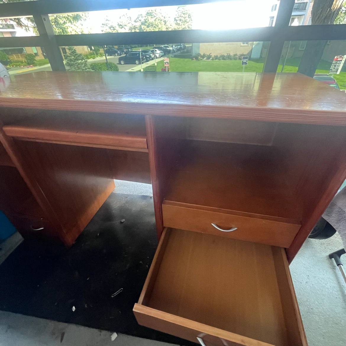 Wooden Desk with Keyboard Tray and Drawers - photo 4