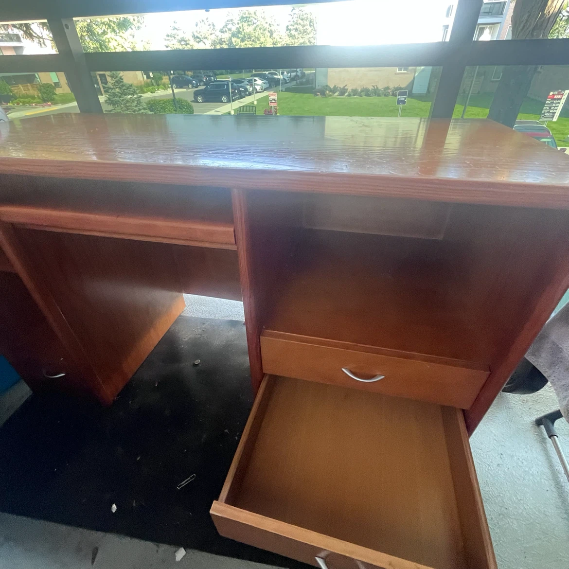 Wooden Desk with Keyboard Tray and Drawers - photo 5