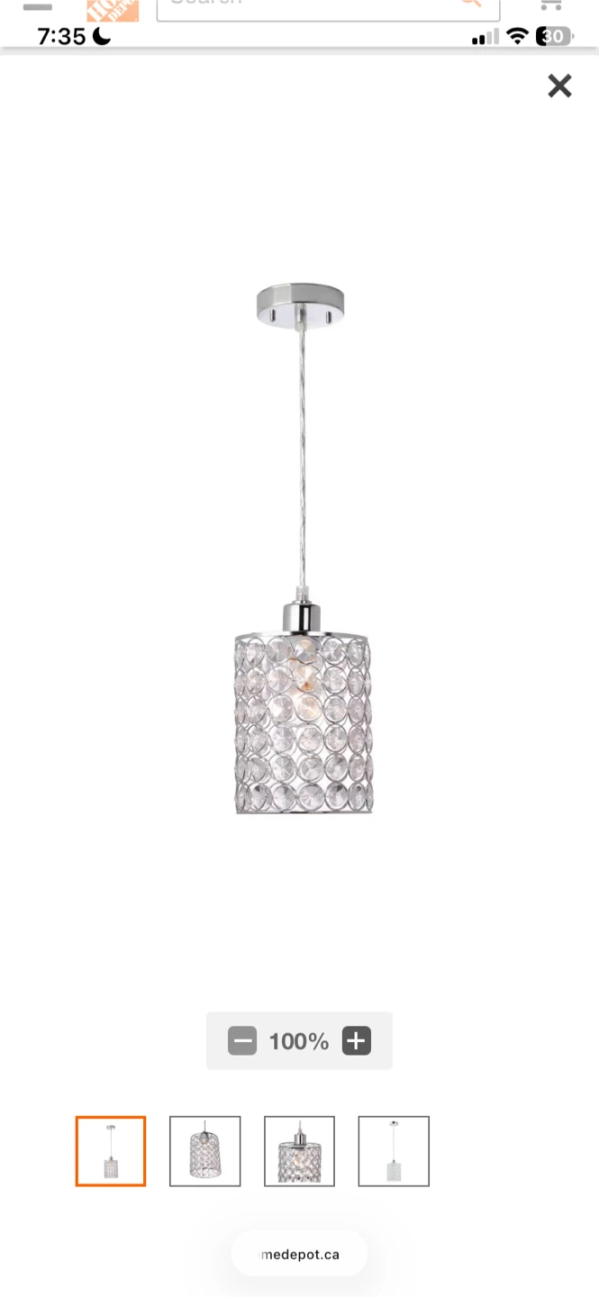1 Light Crystal & Chrome Mini Pendant Ceiling Light
