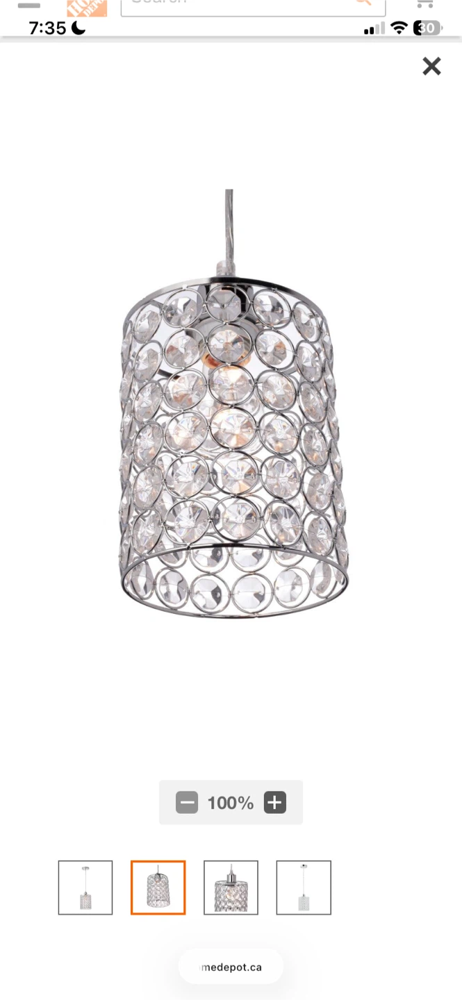 1 Light Crystal & Chrome Mini Pendant Ceiling Light - photo 2
