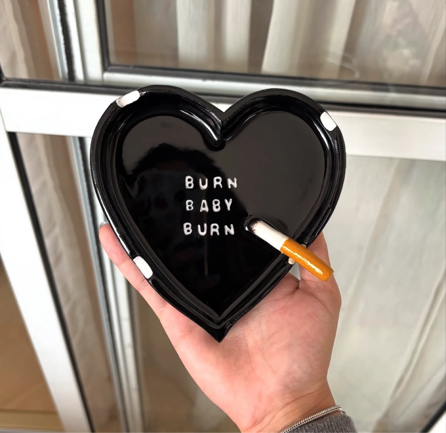 Collector’s Heart Shaped Ashtray with "Burn Baby Burn"