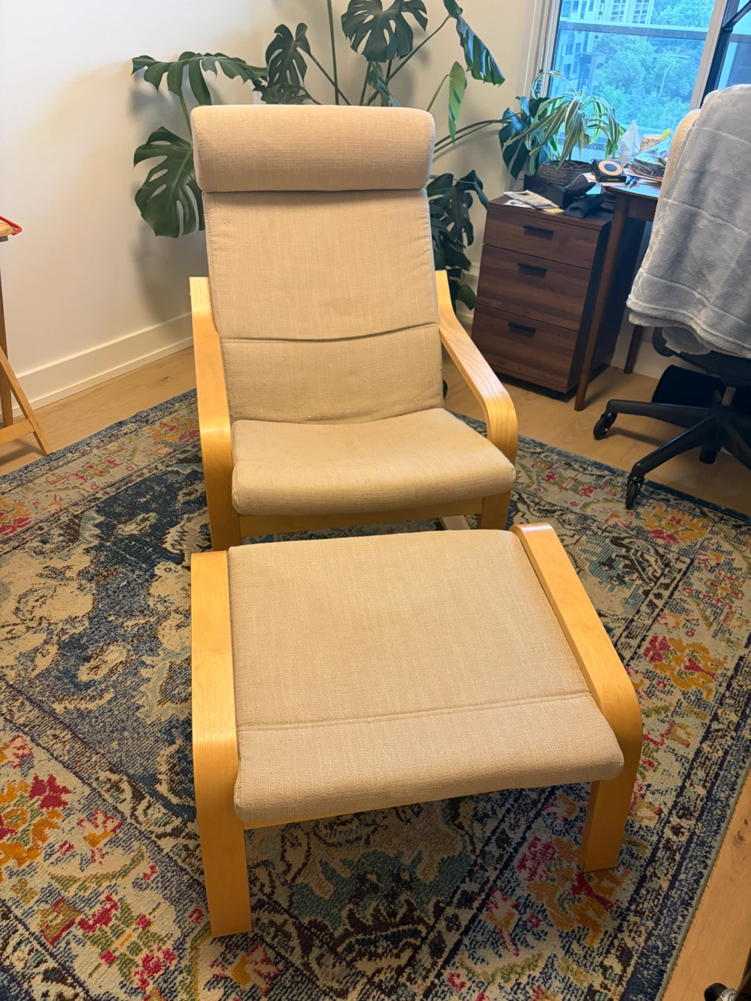 IKEA Poang Chair with Ottoman