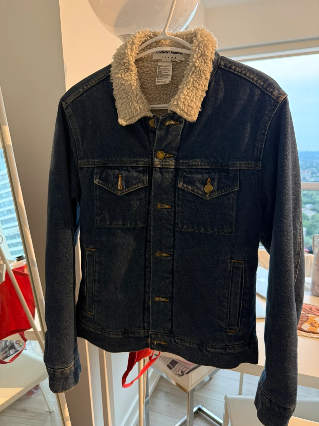 American Apparel Denim Sherpa Lined Trucker Jacket
