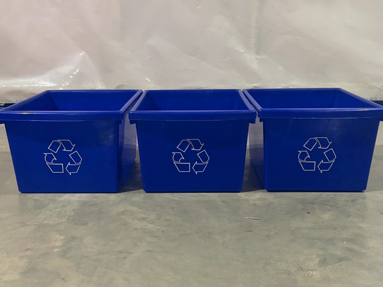 3 Blue Recycling Bins with Recycle Symbol - photo 2