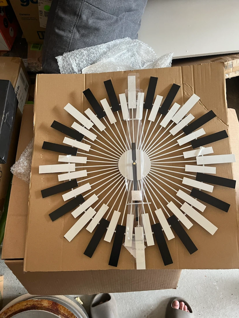 Sunburst Wall Clock - Black and White