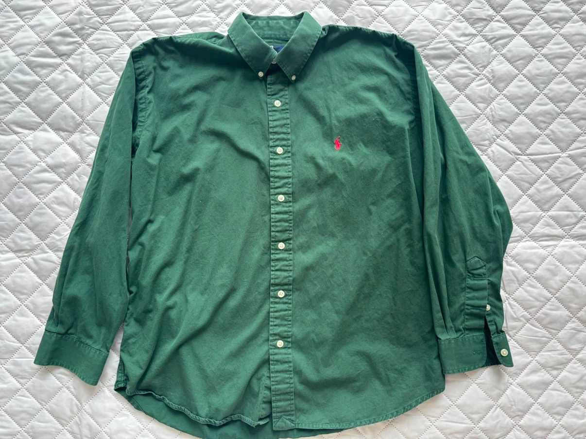 Polo Ralph Lauren Men's Green Cotton Button-Down Shirt - Size M - photo 2