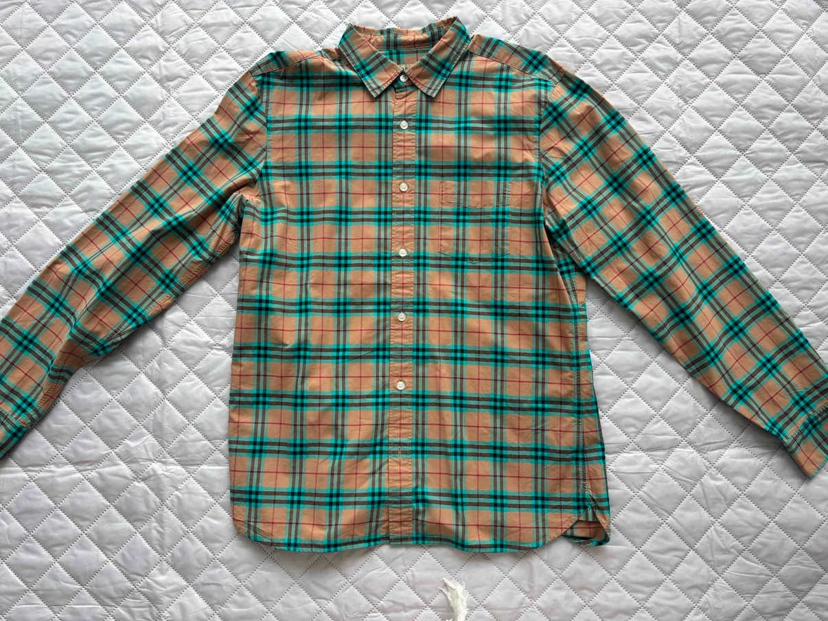 Burberry Plaid Long Sleeve Button-Up Shirt - Size L