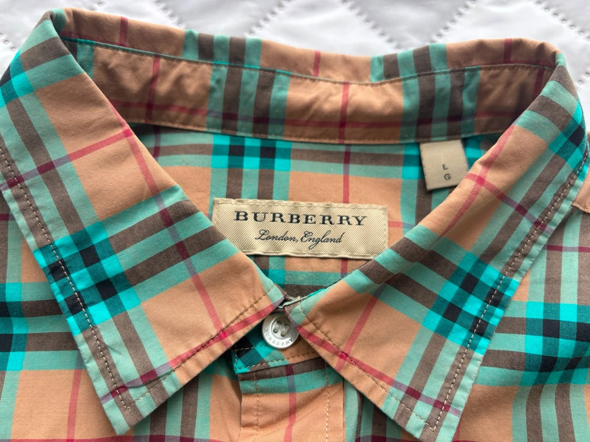 Burberry Plaid Long Sleeve Button-Up Shirt - Size L - photo 4