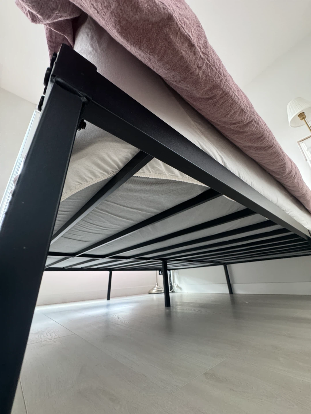 King size Black Metal Bed Frame with USB Charging Ports - photo 3