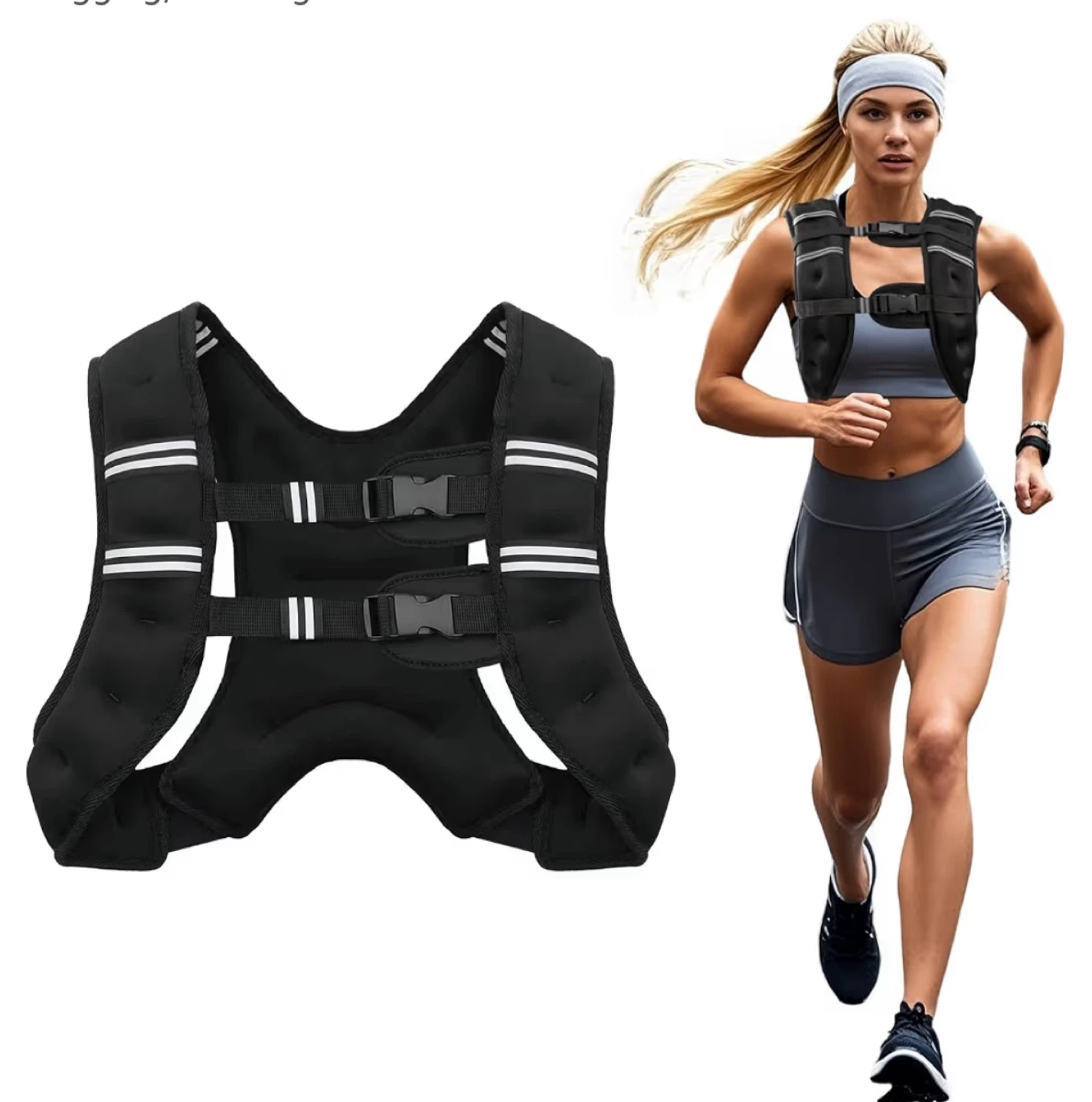 Black Weighted Vest for Fitness Training