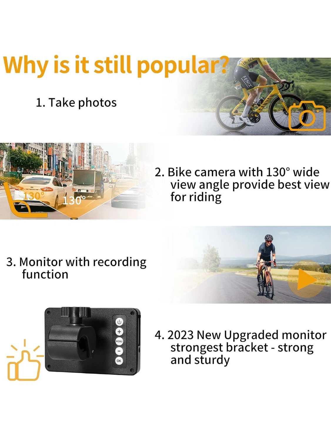 HD 1080P Bike Camera Monitor with Rechargeable System - photo 4
