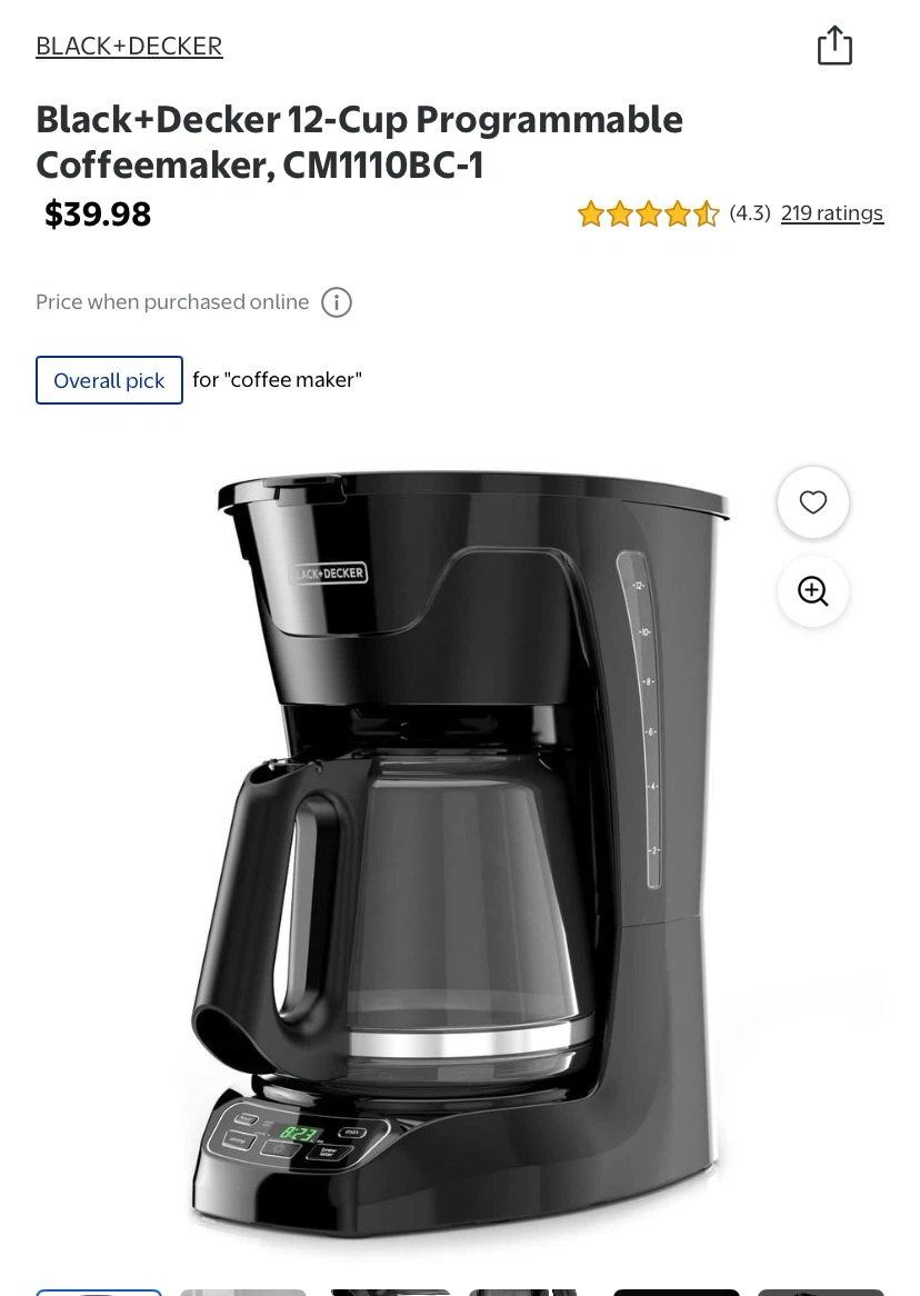 BLACK+DECKER 12-Cup Programmable Coffeemaker