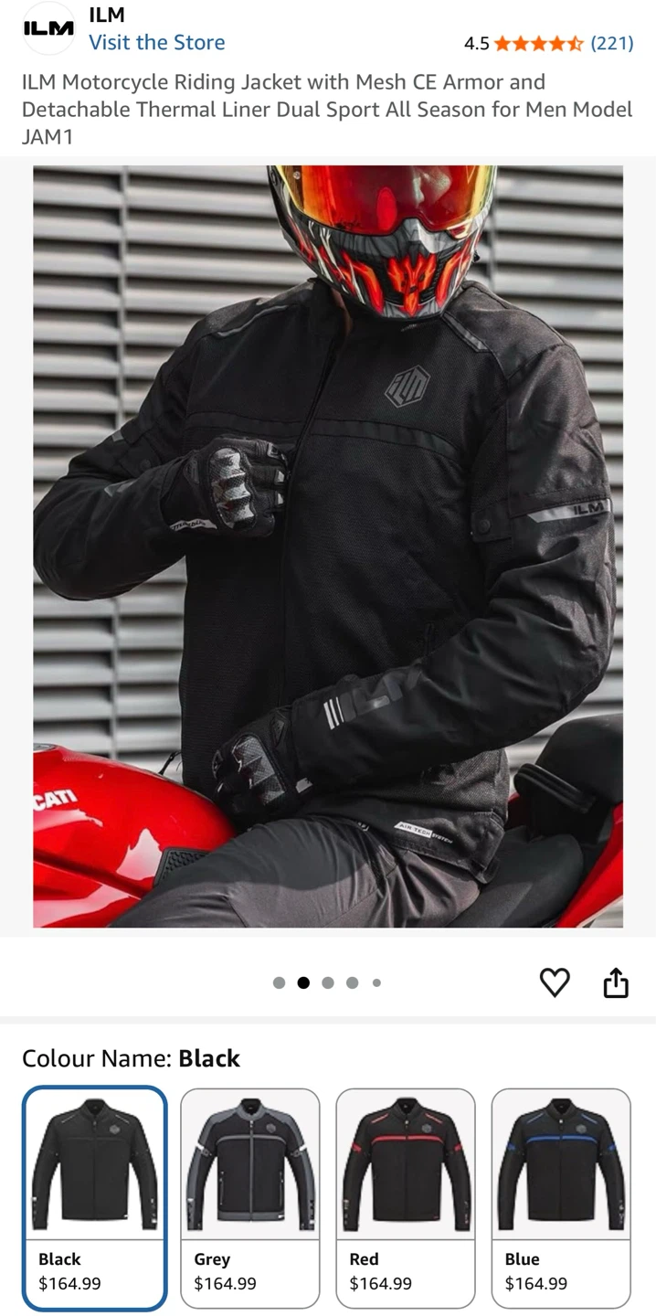 ILM Motorcycle Riding Jacket - Black - Medium